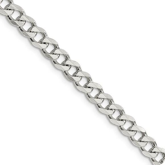 5.5mm Sterling Silver, Solid Curb Chain Necklace, 16 Inch - Picture 1 of 8